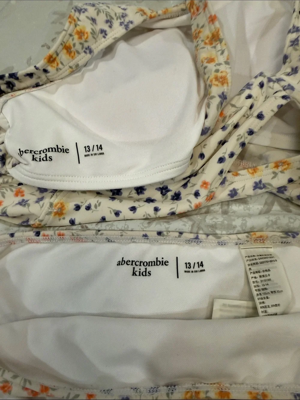 abercrombie kids Cream Floral Two-Piece Bikini with Yellow & Purple Flowers